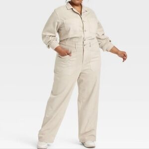 Universal Thread Women's Denim Baggy Jumpsuit - Off-white 17